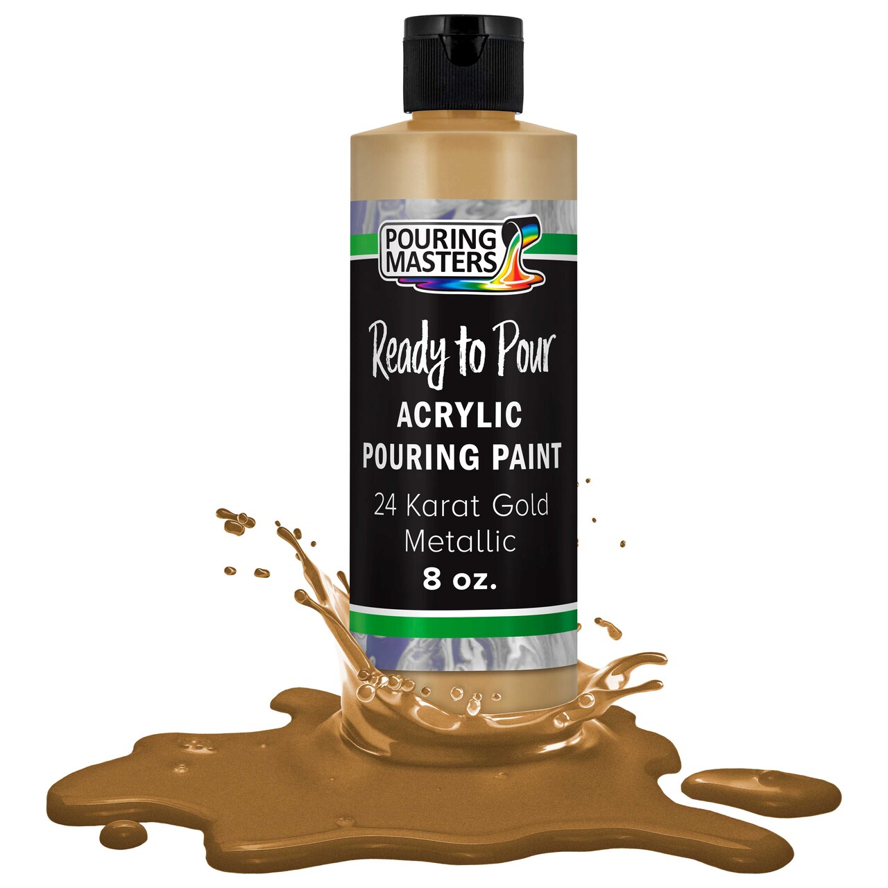 Pouring Masters 24 Karat Gold Ready to Pour Acrylic Pouring Paint - Premium 8-Ounce Pre-Mixed Fluid Acrylic Paint - Fluid Art Supplies for Canvas, Wood, Paper, Tile & Rocks